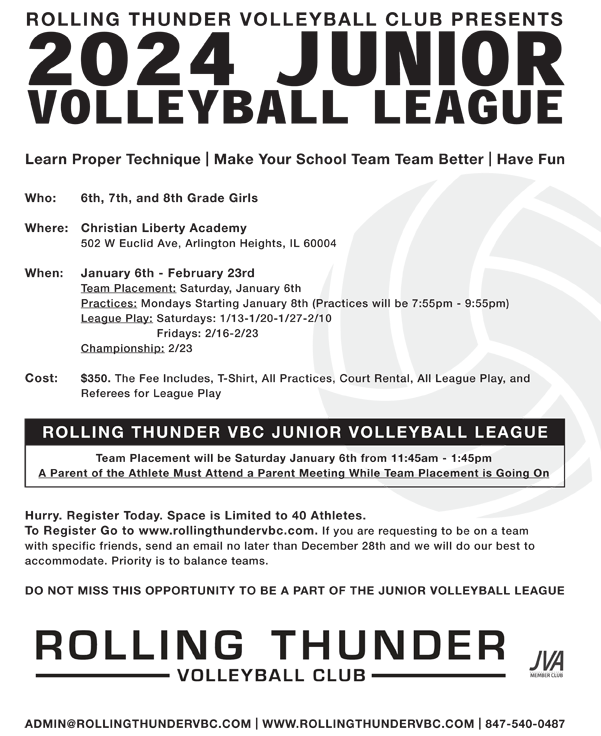 Junior Volleyball League Rolling Thunder Volleyball